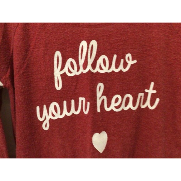 Chaser Red Women's Size Medium Follow Your Heart Open Back Long Sleeve Top‎ - Picture 2 of 3